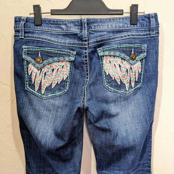 Wrangler Rock 47 Western Jeans Womens 31 Embroidered y2k Bling Low Rise Pants - Picture 4 of 11